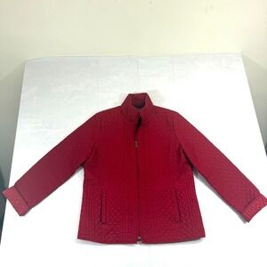 E Studio Quilted Jacket Women's XL Red Stretch Insulated Lightweight Long Sleeve